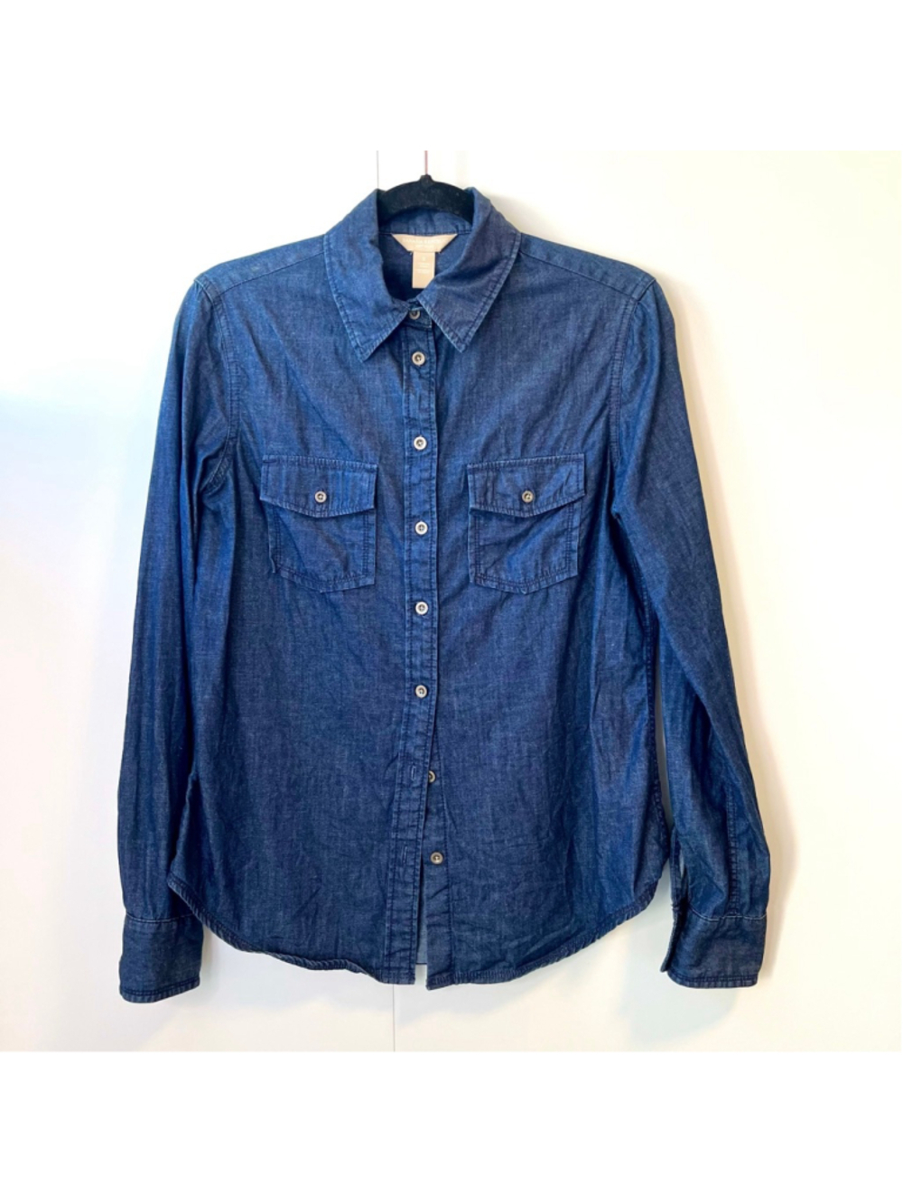 Soft Wash Denim Chambray Shirt Blue Long Sleeve Jean Shirt Banana Republic Small - Picture 4 of 10